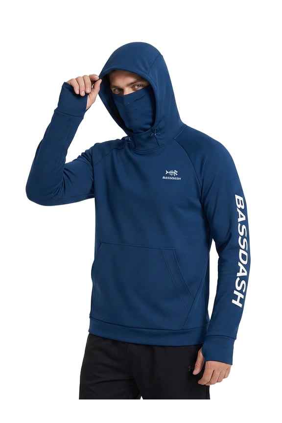 Men’s Fishing Fleece Hoodie with Neck Gaiter Water Resistant Performance Hunting Sweatshirt FS18M