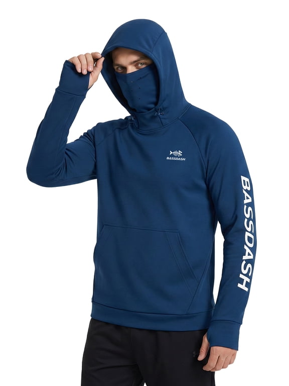 Men’s Fishing Fleece Hoodie with Neck Gaiter Water Resistant Performance Hunting Sweatshirt FS18M