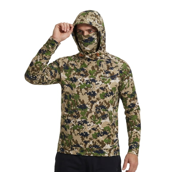 BASSDASH Men’s Fishing Fleece Hoodie with Neck Gaiter Water Resistant Performance Hunting Sweatshirt FS18M