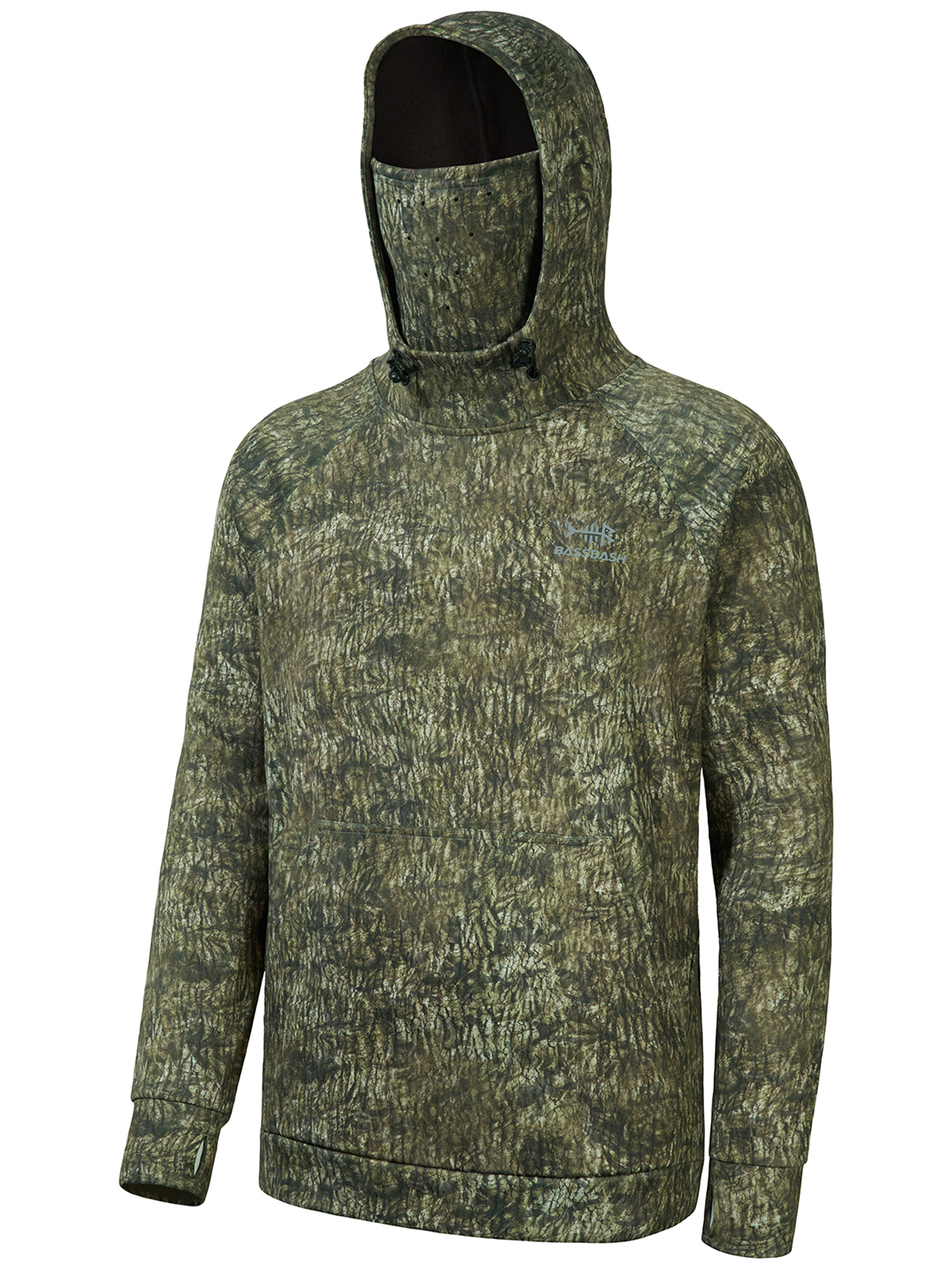 BASSDASH Men’s Fishing Fleece Hoodie with Neck Gaiter Water Resistant Performance Hunting Sweatshirt FS18M