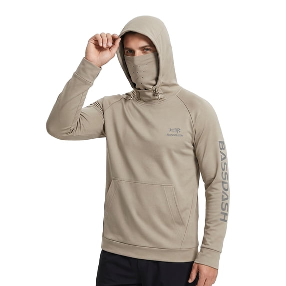 BASSDASH Men’s Fishing Fleece Hoodie with Neck Gaiter Water Resistant Performance Hunting Sweatshirt FS18M