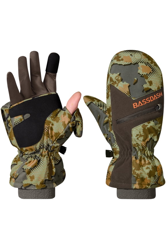Men’s Insulated Mittens Winter Camo Hunting Gloves Water Resistant for Cold Weather Outdoor Activities HG04M
