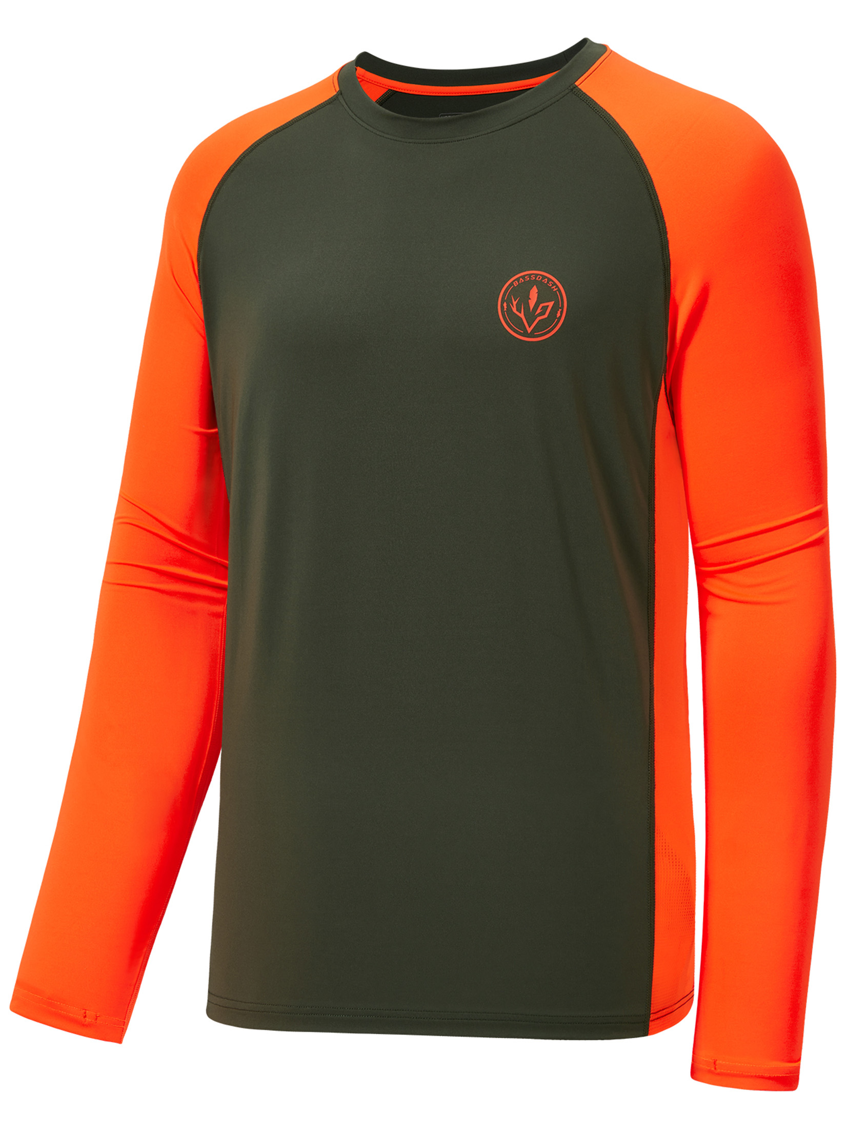 BASSDASH Men’s Lightweight Camo Hunting Shirt UPF 50+ Sun Protection Long Sleeve Hiking Fishing Performance Tee Mesh Panels