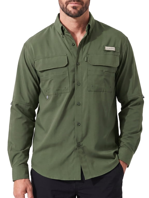 Men's Performance Fishing Shirt Button Down Long Sleeve UPF 50 Quick Dry FS21M