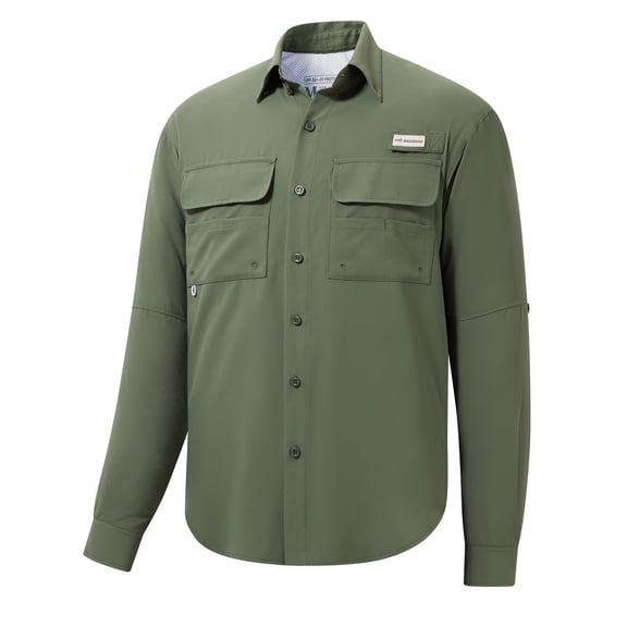BASSDASH Men's Performance Fishing Shirt Button Down Long Sleeve UPF 50 Quick Dry FS21M