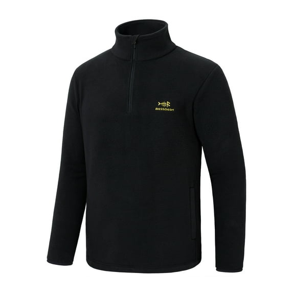 BASSDASH Men's Quarter Zip Jacket Mid Weight Polar Fleece Pullover Outdoor Warm Breathable Long Sleeve Sweatshirt