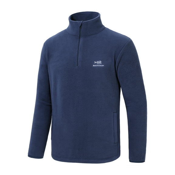 BASSDASH Men's Quarter Zip Jacket Mid Weight Polar Fleece Pullover Outdoor Warm Breathable Long Sleeve Sweatshirt