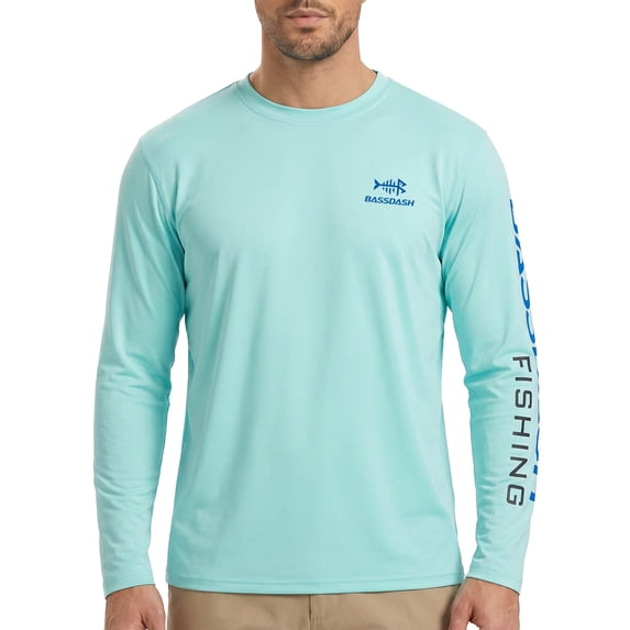 BASSDASH Men’s UPF 50+ Sun Protection Long Sleeve Shirts Quick Dry Performance SPF UV Shirt for Outdoors Fishing Hiking FS31M