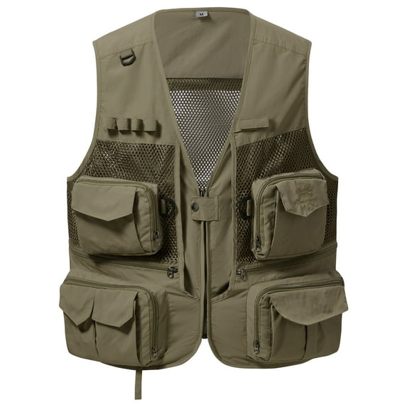 BASSDASH Men's Women's Utility Fishing Cargo Vest Outdoor Safari Photography Work Vest with Multi Pockets Mesh Back FV14