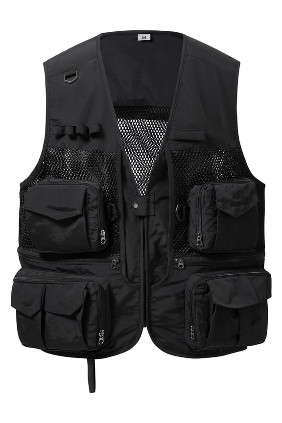 Men's Women's Utility Fishing Cargo Vest Outdoor Safari Photography Work Vest with Multi Pockets Mesh Back FV14