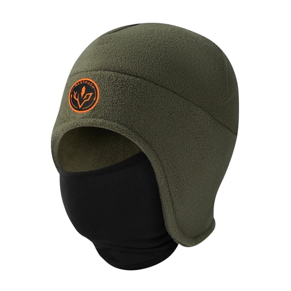 BASSDASH Soft Fleece 2-in-1 Hat with Ski Mask Ear Flap Fishing Hunting Beanie for Men Women Cold Weather