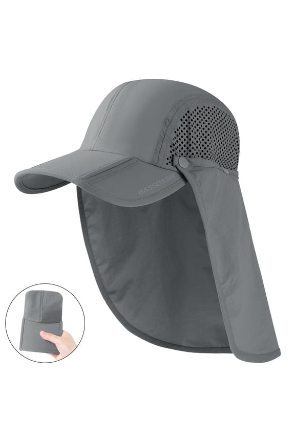UPF 50+ Foldable Fishing Hat Baseball Cap with Removable Neck Flap Portable for Men Women Golf Hiking