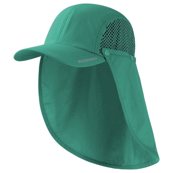 BASSDASH UPF 50+ Foldable Fishing Hat Baseball Cap with Removable Neck Flap Portable for Men Women Golf Hiking