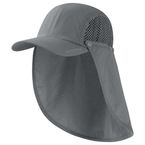BASSDASH UPF 50+ Foldable Fishing Hat Baseball Cap with Removable Neck Flap Portable for Men Women Golf Hiking