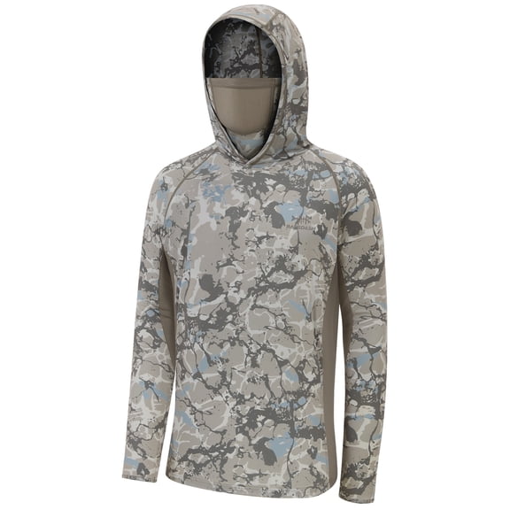 BASSDASH UPF 50 Men’s Fishing Hoodie Shirts with Mask Camo UV Long Sleeve Moisture Wicking FS53M