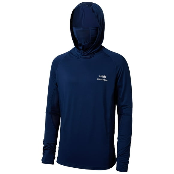 BASSDASH UPF 50+ Men’s Long Sleeve Fishing Shirt with Mask UV Neck Gaiter Hoodie