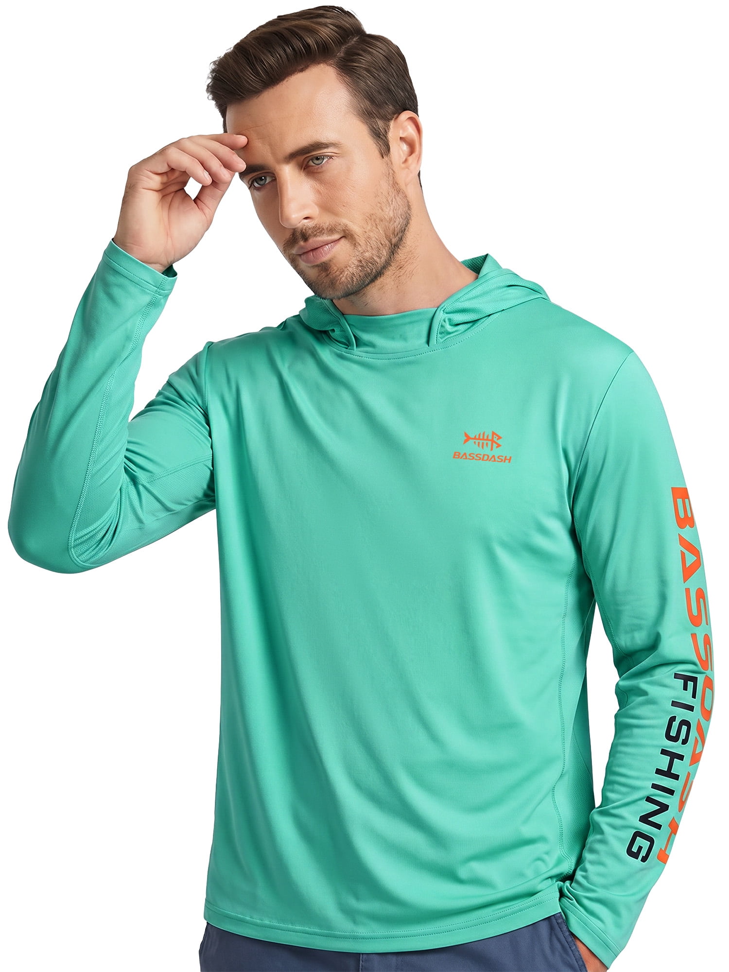BASSDASH UPF 50+ Men’s UV Sun Protection Long Sleeve Performance Fishing Hoodie Hooded Shirts