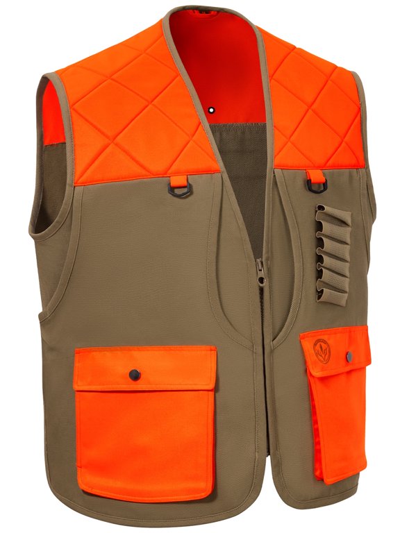 Unisex Upland Game Field Water-Resistant Bird Hunting Vest with Multi Pockets Brown/Orange Men Women FV11