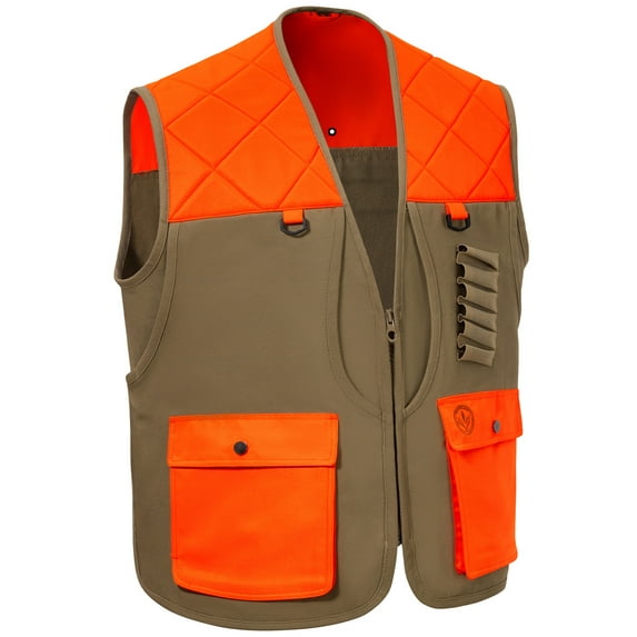 BASSDASH Unisex Upland Game Field Water-Resistant Bird Hunting Vest with Multi Pockets Brown/Orange Men Women FV11