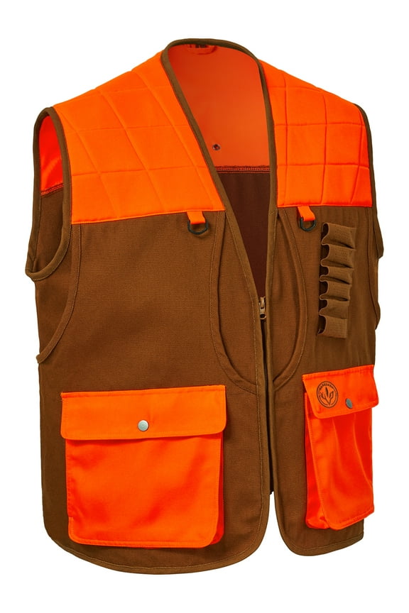 Unisex Upland Game Field Water-Resistant Bird Hunting Vest with Multi Pockets Brown/Orange Men Women FV11