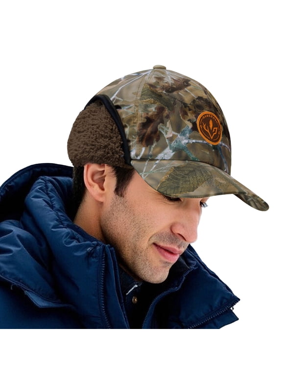 Warm Fleece Lined Hat with Ear Flap Winter Water Resistant Windproof Baseball Sports Cap for Hunting Hiking Fishing