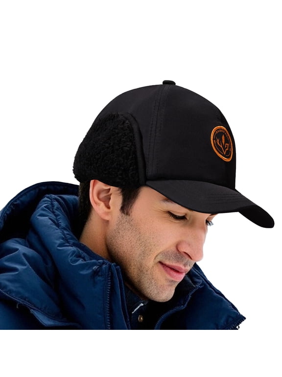 Warm Fleece Lined Hat with Ear Flap Winter Water Resistant Windproof Baseball Sports Cap for Hunting Hiking Fishing