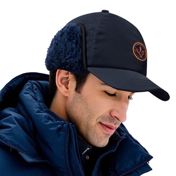 BASSDASH Warm Fleece Lined Hat with Ear Flap Winter Water Resistant Windproof Baseball Sports Cap for Hunting Hiking Fishing