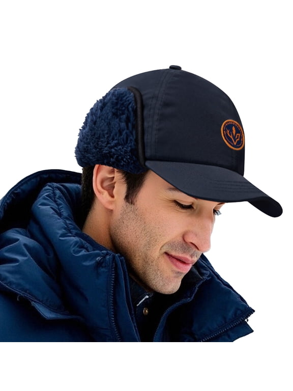 Warm Fleece Lined Hat with Ear Flap Winter Water Resistant Windproof Baseball Sports Cap for Hunting Hiking Fishing