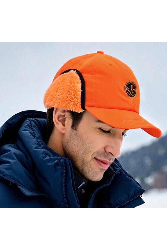 Warm Fleece Lined Hat with Ear Flap Winter Water Resistant Windproof Baseball Sports Cap for Hunting Hiking Fishing