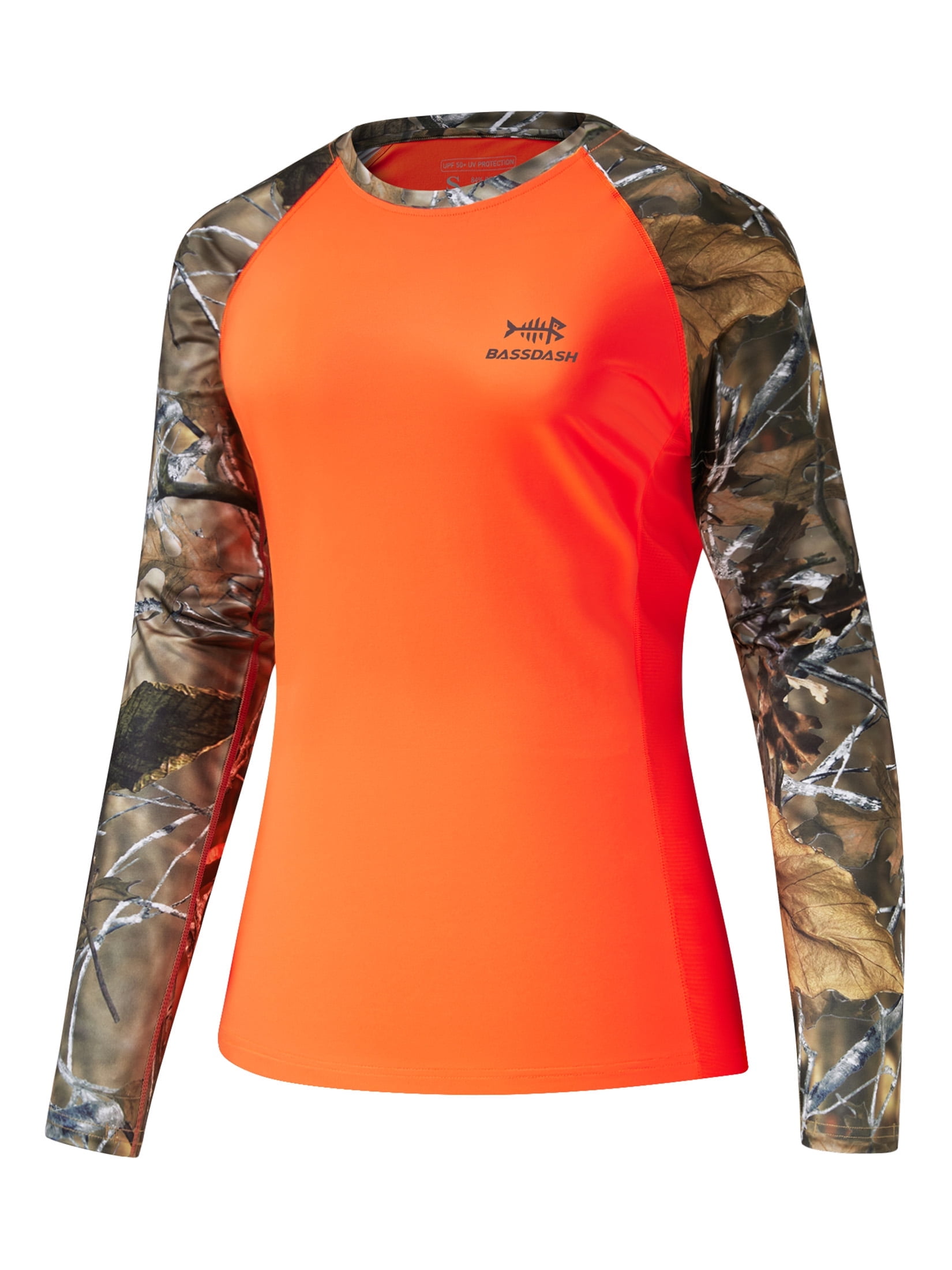 BASSDASH Women’s Camo Hunting Shirt Long Sleeve UPF 50+ Sun Protection Performance Tee fishing Hiking