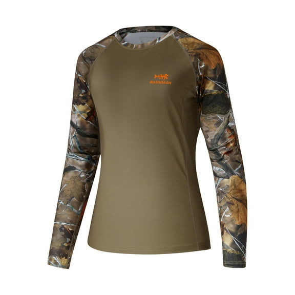 BASSDASH Women’s Camo Hunting Shirt Long Sleeve UPF 50  Sun Protection Performance Tee fishing Hiking