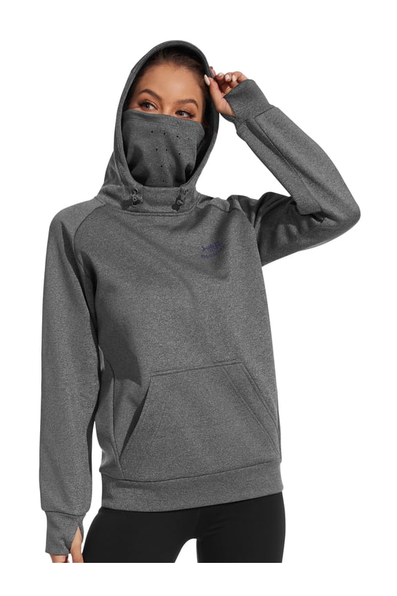 Women’s Fleece Fishing Hoodie with Neck Gaiter Water Resistant Performance Hiking Sweatshirt Pullover