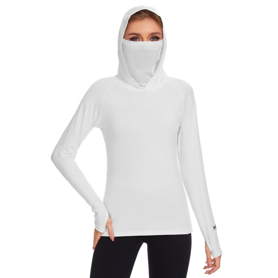 BASSDASH Women’s UPF 50+ Sun Protection Hoodie with Face Mask Neck Gaiter Breathable Long Sleeve Shirt for Hiking Fishing