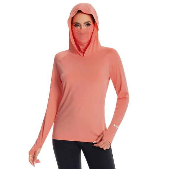BASSDASH Women’s UPF 50+ Sun Protection Hoodie with Face Mask Neck Gaiter Breathable Long Sleeve Shirt for Hiking Fishing