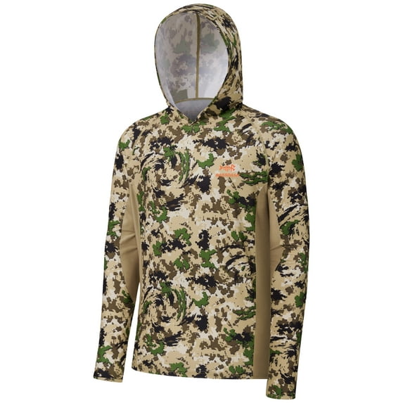 BASSDSASH Men's UPF 50+ Lightweight Hunting Camo Hoodie Quick Dry Performance Long Sleeve Fishing Shirt with Hood FS30M