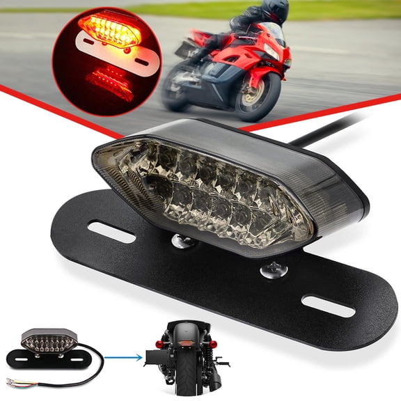 BASSTOP 12V Motorcycle Integrated Brake Tail Light Turn Signals License Plate Bracket LED Universal Motorcycle Tail Light