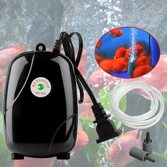 BASSTOP 3W Adjustable Aquarium Air Pump with Dual Outlets, Quiet Fish Tank Oxygen Pump for Fish Tank Up to 300 Gallon