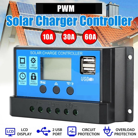 BASSTOP 60A MPPT Solar Charge Controller,PMW Charge ControllerDual,USB LCD Display Auto Solar Cell Panel Charger Regulator
