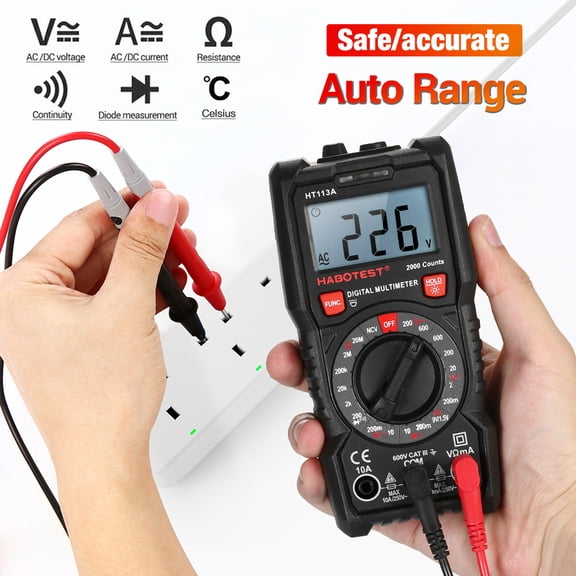 BASSTOP Digital Multimeter Tester,Digital Multimeter,Auto-Ranging Digital Multimeter Home Measuring Tools with Backlight LCD Display