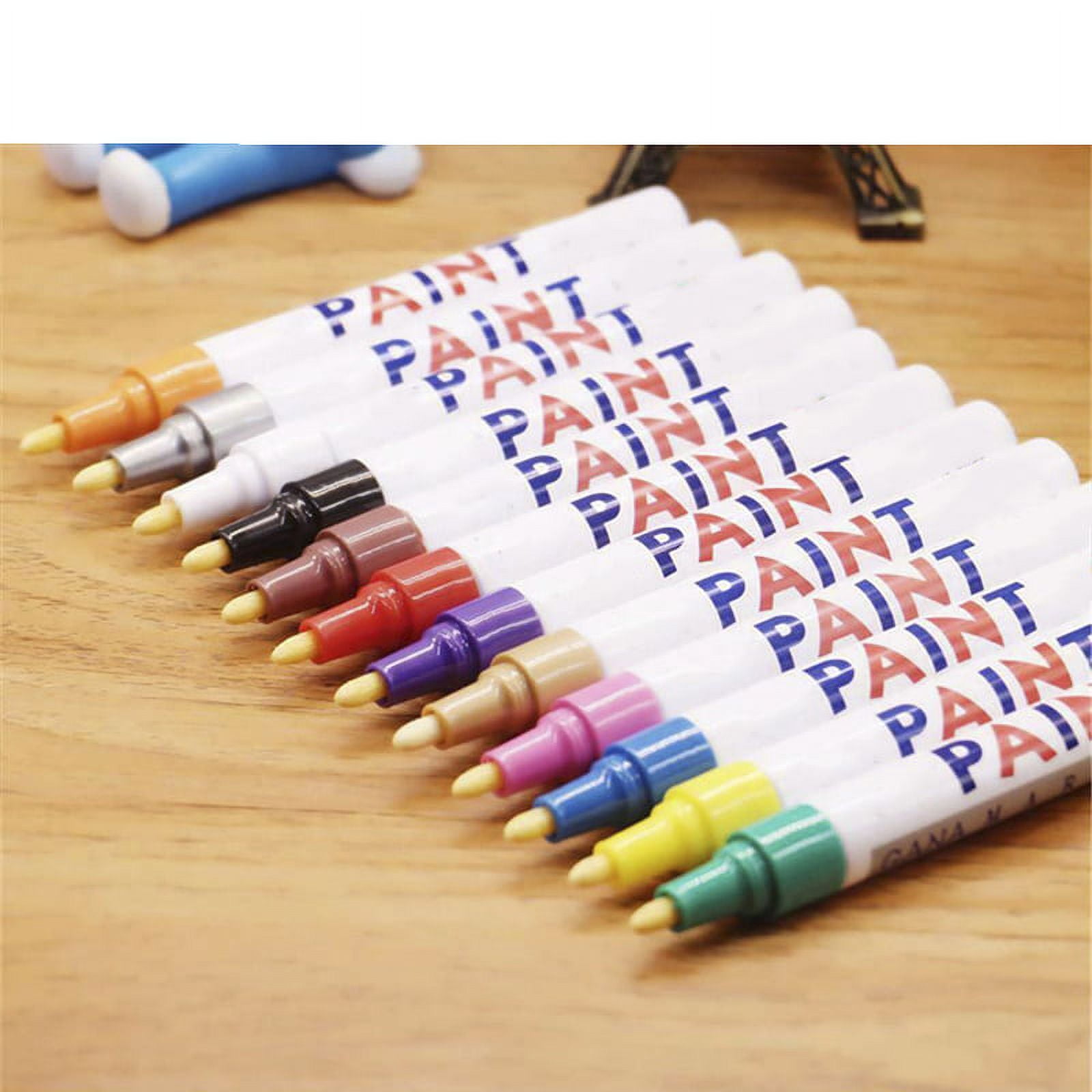 Paint Pens Paint Markers Never Fade Quick Dry and Permanent 12 Color Oil-Based Waterproof Paint Marker Pen Set for Rock Painting Ceramic Wood