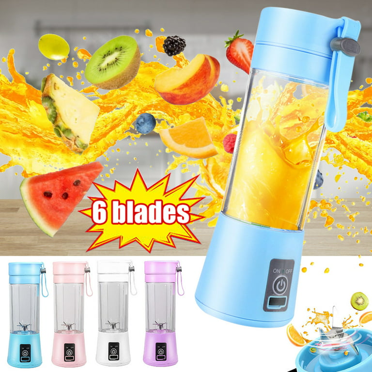 380ml Portable Blender,Mini Bottle Travel Electric Smoothie Blender Maker with 6 Blades for Juice shakes,Purple