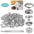 thumbnail image 1 of BASSTOP Snap Fastener Kit,Snap Buttons Kit,100 Pcs 15mm Stainless Steel Snap Fasteners Press Stud Buttons with Punching Tool Set for Bags, Jeans, Clothes, Fabric, Leather Craft, 1 of 7