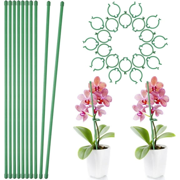 BASTHAN 24-Inch Orchid Garden Stake Fiberglass Plant Support Stick with Rustproof Feature (10 Pack)