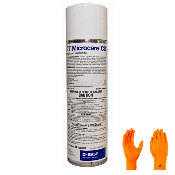 BASf PT Microcare CS Pressurized Insecticide - Reduced Risk Dust for Ants, Bed Bugs, and Stinging Insects, with USA Supply Gloves