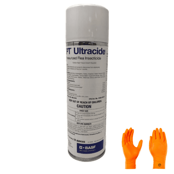 BASf PT Ultracide Pressurized Flea Insecticide - Triple-Action Flea and Tick Control, with USA Supply Gloves