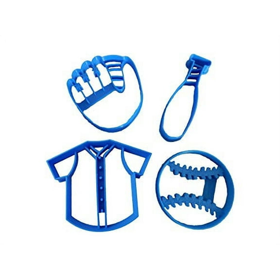 BAT COOKIE CUTTER WITH GLOVE, BALL AND JERSEY  American Sport Baseball Glove MItt Game Bat And Jersey Uniform T-Shirt Cookie Cutters Made In The USA (4 Pack)