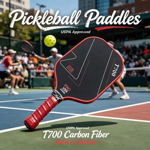 BAT DEICIDE High-Performance Pickleball Paddle For All Levels T700 Carbon Fiber, 8oz Lightweight, Extended Handle For Two-Handed Backhand, Shock-Absorbing Core