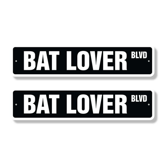 BAT LOVER Classic Street Sign (2 Pack) animal fly cave dark night Road Sign | 6" X 24" Aluminum Metal Address Sign