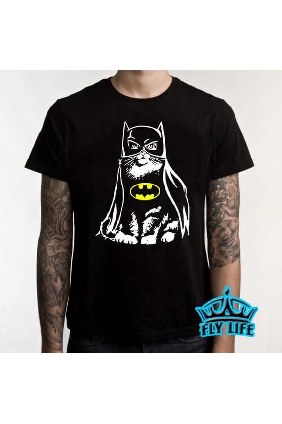 BATCAT T-SHIRT CAT Gift Idea FUR Humor FUNNY KITTEN CATS SHIRT PET CATMAN B21
