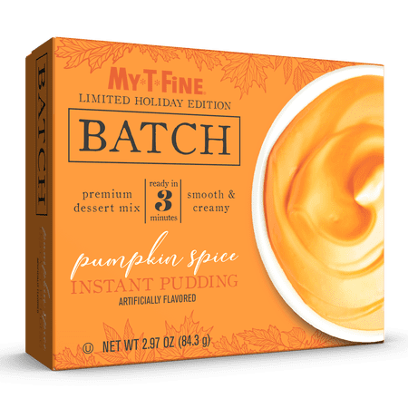BATCH My-T-Fine Pumpkin Spice Instant Pudding and Dessert Mix, 4 Servings, 2.97 oz Cardboard Box